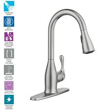 Moen kitchen faucet pull down sprayer replacement. Moen Kaden Single Handle Pull Down Sprayer Kitchen Faucet With Reflex And Power Clean In Spot Resist Stainless 87966srs The Home Depot In 2021 Moen Kitchen Faucet Kitchen Faucet High Arc Kitchen Faucet
