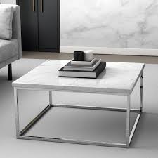 Quality products at lower prices. Square White Marble Effect Coffee Table With Chrome Legs Demi Furniture123