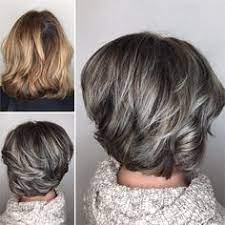 Makeover Gray Blending Asymmetrical Bob Gray Hair Highlights Blending Gray Hair Transition To Gray Hair