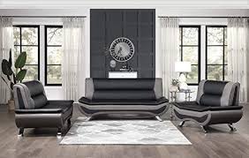 The Lexicon 3 Piece Faux Leather Sofa Set Black Gray Online Shopping In 2020 Black Grey Living Room Leather Sofa Set Faux Leather Sofa