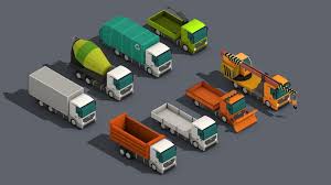 Low Poly Truck Pack 01 Isometric 3d Model Low Poly Poly 3d Model