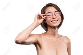 眼鏡眼鏡アジア白人 Mixwd レース若い巨乳の女性の肖像画は、白で隔離します。眼鏡のフレームの種類 14の写真素材・画像素材 Image  83186930