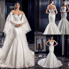 Sweetheart White Ivory Mermaid Wedding Dress Lace Organza Corset New Bridal Gown Ebay