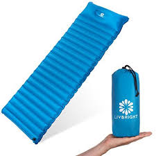 Livbright Lightweight Sleeping Pad For Camping Backpacking Hiking Ultralight And Compact Inflatable Air Mattress Pads Thick And Durable Design With Built Camping Sleeping Pad Sleeping Pads Camping Mattress
