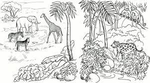 Jungle With Animals Coloring Page Novocom Top