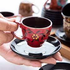 Get 5% in rewards with club o! 90ml Espresso Coffee Cup Saucer Set Creative Hand Painted Trumpet Small Capacity Mini Latte Coffee Cup Household Coffeeware Set Coffee Cup Saucer Sets Aliexpress