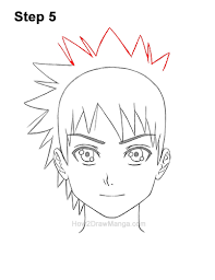 This fictional character has spiky pink hair. How To Draw A Manga Boy With Spiky Hair Front View Step By Step Pictures How 2 Draw Manga