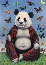 Panda Buddha Painting by James W Johnson | Saatchi Art