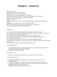 Trimisă pe 6 septembrie 2010. Proiect Didactic Scenariu