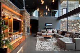 In this space, the largest block of color comes from a graphite gray sofa, which. Contemporary Living Room Walnut Matte Grey Stacked Stone Contemporary Living Room Cornwall By Yeo Design Houzz
