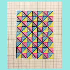 Cmyk Geometricart Illustration Graph Paper Drawings Graph Paper Art Graph Paper Designs