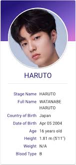 Watanabe Haruto Treasure Profile Treasures Yg Entertainment Kpop Profiles