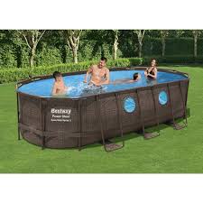 Bestway 56716 Oval Above Ground Pool With Swim Vista Porthole 549x274x122 Cm