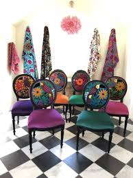 eclectic boho dining chairs etsy tapisado de muebles sillas de colores sillas pintadas