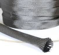 Dry Braided Sleeve - Carbon Fiber Light-Weight - Biaxial +/-45° - 254gsm -  2.00" x 36"