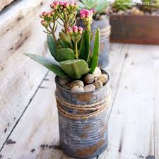Antique wrought iron metal blue planter log wood box 22 x 10 x 16 garden decor. Upcycled Tin Can Planters For Succulents And Other Small Plants Small Plants Planters Diy Planters