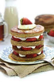 1 in a large bowl, whisk together flour, sugar, baking powder, baking soda, and salt. Strawberry Shortcake Pancakes Gluten Free Strawberry Shortcake Vegan Easter Recipes Vegan Strawberry Shortcake