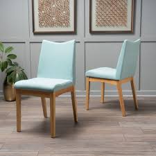 Noble House Roosevelt Mint Fabric Oak Finish Dining Chairs Set Of 2 Walmart Com Dining Chairs Dining Chair Set Oak Dining Chairs
