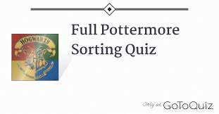Full Pottermore Sorting Quiz