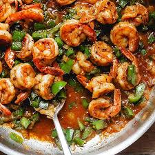 Shrimp boil makes excellent meal prep to make ahead and serve later. Spicy Shrimp Recipe With And Green Peppers Skillet Shrimp Recipe Eatwell101
