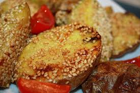 Sesamkartoffeln Aus Dem Ofen Rezept Rezepte Lebensmittel Essen Und Fisch Essen