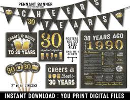 I recently attended a beautiful birthday party of my colleague whose theme if 'halloween'. Printable 30th Birthday Party Decorations 30th Birthday Party For Him Cheers To 30 Years Cheers Beers Instant Download Party Decor By 2birdstudios Catch My Party