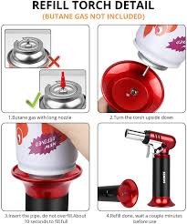 Since it is also easier to refill, it is an excellent choice for kitchen torches. Butane Gas Not Included Semlos Butane Torch Bbq Crafts Brulee Creme Kitchen Torch Refillable Blow Torch Lighter With Adjustable Flame Gas Window For Baking Cooking Torches Kitchen Dining Easystaff It