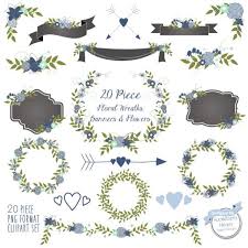 Floral Clipart Flower Clipart Wedding Clipart Blue Flowers Graphics Clip Art Floral Banners Clip Art Wedding Clipart