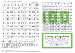 100 Chart Mystery Picture 100 Days Of School 100s Day