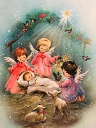 Vintage 60s Tarjeta De Navidad Angel Ninos Adore Nino Jesus Pajaros Ovejas Star Objetos In 2020 Vintage Christmas Vintage Christmas Images Christmas Pictures