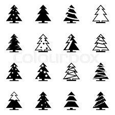A collection of christmas trees. Vector Black Christmas Tree Icon Set Stock Vector Colourbox