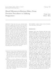 A husband promise his wife to pay 5000 monthly. Pdf Moral Dilemmas In Business Ethics From Decision Procedures To Edifying Perspectives