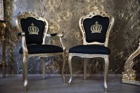 We provide clothing & accessories. Pompoos By Casa Padrino Luxury Baroque Dining Chair With Armrests Black Gold Pompoos Baroque Chair Designed By Harald Gloockler