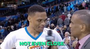 Russell westbrook responds to a seemingly stupid reporter question. New Party Member Tags Basketball Nba Nope Thunder No Way Russell Westbrook Oklahoma City Thunder Okc Westbrook Okc Thunder Not Nba Oklahoma City Thunder Gif