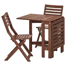 Applaro Table And 2 Folding Chairs Outdoor Brown Stained Shop Here Ikea In 2020 Outdoor Folding Chairs Outdoor Dining Furniture Wooden Outdoor Furniture