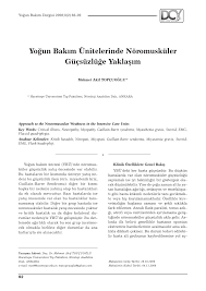 Pdf Yogun Bakim Unitelerinde Noromuskuler Gucsuzluge Yaklasim