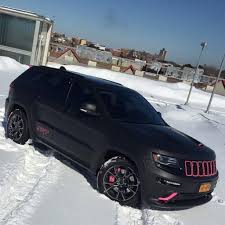 Black And Pink Jeep 2016 Jeep Grand Cherokee Srt8 Hellcat Black With Pink Accent Jeep Srt8 Jeep Grand Cherokee Matte Black Cars