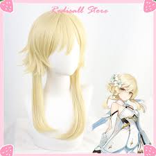 The traveler is the playable protagonist of genshin impact. Traveler Lumine Wig Genshin Impact Cosplay Blond Long Golden Heat Resistant Hair Women Halloween Aliexpress