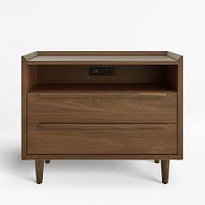The advantage of mid century design is the ability to blend in with contemporary or vintage style furniture easily. Tate 2 Drawer Midcentury Nightstand With Power Outlet Reviews Crate And Barrel