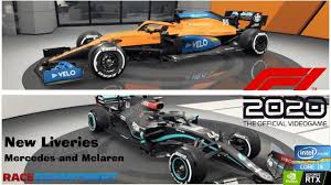 I think the grid has a wide range of colours and it's a great looking grid. F1 2020 New Liveries Mods For Mercedes And Mclaren Pc Gameplay Youtube