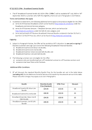 Https Business Bt Com Content Dam Terms Broadband Q2 2020 Offer Broadband Essential Bundle Pdf
