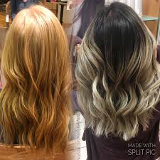 Before After High Contrast Dark Brown To Ash Blonde Ombre Balayage Keesha Cavadini Mia Maxx Hai Blonde Ombre Balayage Ash Blonde Ombre Blonde Ombre