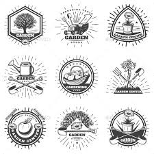 Vintage Monochrome Gardening Logos Set Farm Logo Inspiration Logo Set Farm Logo Design