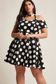 Product Name Plus Size Polka Dot Open Shoulder Flare Dress Category Clearance Zero Plus Size Summer Fashion Plus Size Fashion Plus Size Wedding Guest Dresses