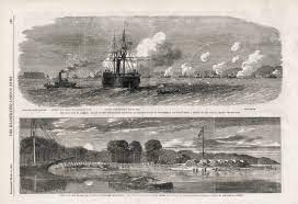 Antique Us Civil War Print Attack On Roanoke Island Etsy Antique Prints Old Antiques Antique Illustration