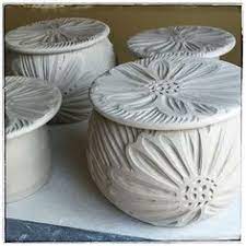 Replace the lid so that the butter chamber is immersed in the water.… Carved And Drying French Butter Dishes Ceramics Pottery Handmade Slab Pottery Carved Pottery Pottery