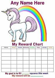 Personalised Childrens A4 Reward Behaviour Chart Unicorn And Stickers Ebay