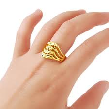 Fashion Design Gold Finger Rings Women Wedding Jewelry Ring Gold Filled Golden Rings Size 6 7 8 9 R002 Gold Finger Rings Gold Ring Designs Gold Bangles Design