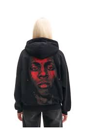 Černá mikina s kapucí a potiskem Lil Wayne Barva černý