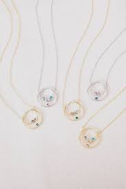 Birthstone Gifts For Mom Mother And Child Five Birthstone Gold Circle Necklace Gold Circle Necklace Real Diamond Necklace Mothers Necklace